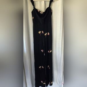 Flynn Skye Black Floral Jumpsuit Medium